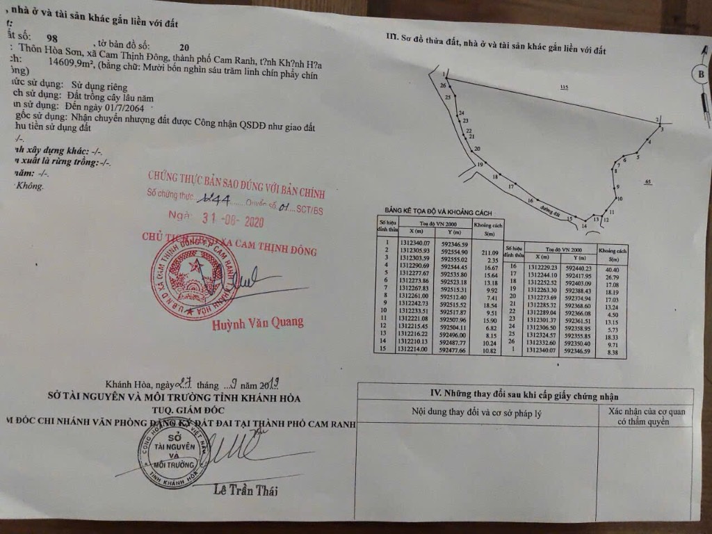 Cần bán lô đất Cam Ranh, Khánh Hoà, diện tich lớn 29000m2, đất CLN, vị trí tiềm năng