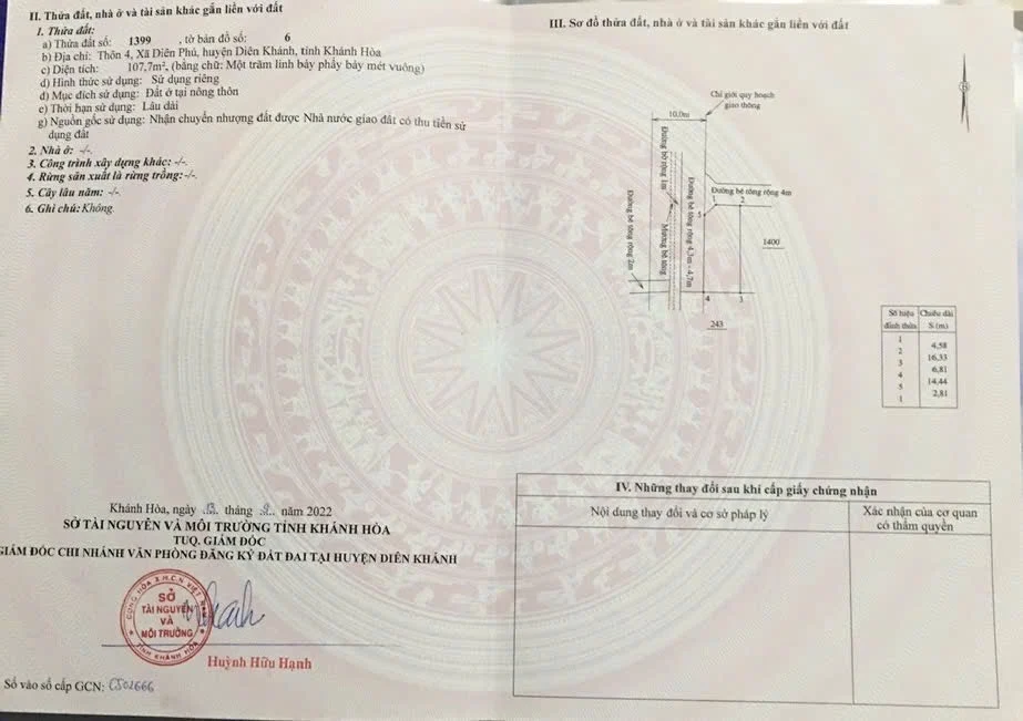 Bán đất đường Quốc Lộ 1A, Diên Phú, Diên Khánh, giá 1,17 tỷ