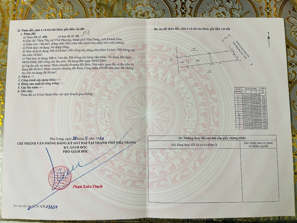 Bán đất thôn Tây Vĩnh Phương, Nha Trang, đường oto, diện tích 148m2, giá 1,63 tỷ