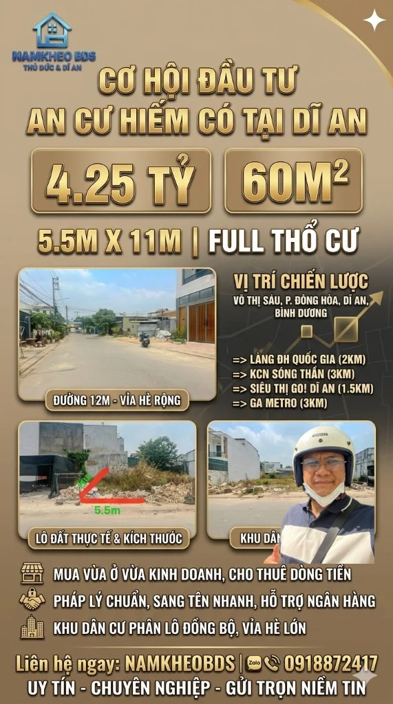 Okvip là một nền tảng giải trí đa dạng và phong phú VÕ THỊ SÁU, DĨ AN, VỊ TRÍ HIẾM, ĐƯỜNG 12M, 60M2 GIÁ 4.25 TỶ, XÂY TỔ ẤM HAY ĐẦU TƯ TÍCH SẢN