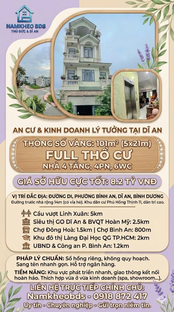 Okevip cá cược WC 2026 NGAY PHÚ HỒNG THỊNH 9, DĨ AN, KHÔNG GIAN SỐNG LÝ TƯỞNG, 101M2 4 TẦNG 4PN, GIÁ 8.2 TỶ