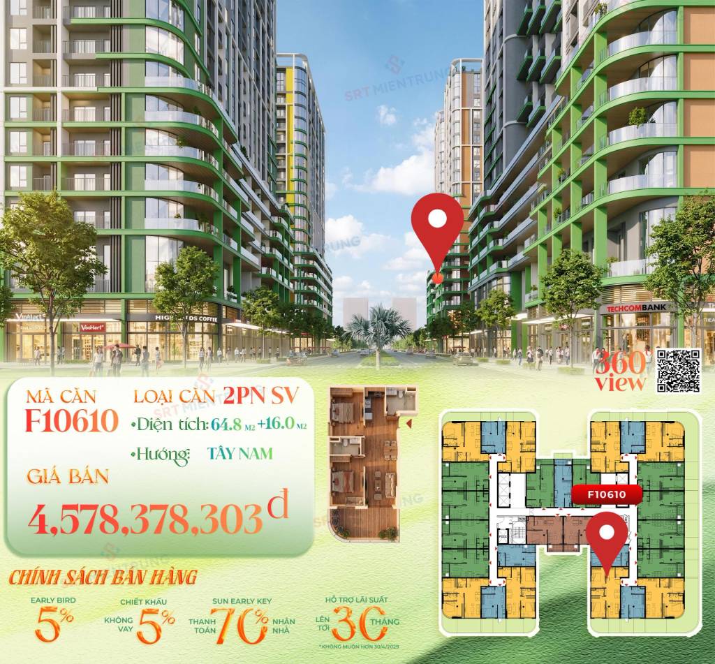 BÁN CĂN HỘ MINH MẠNG, NGŨ HÀNH SƠN, 2PN + SÂN VƯỜN , TẦNG ĐẸP, GIÁ TỐT