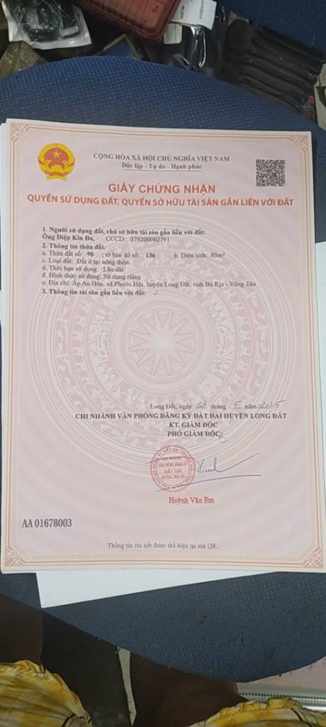 Bán đất mặt tiền Hàng Dương Đất Đỏ Bà Rịa Vũng Tàu, DT 90m2 giá 1.2 tỷ