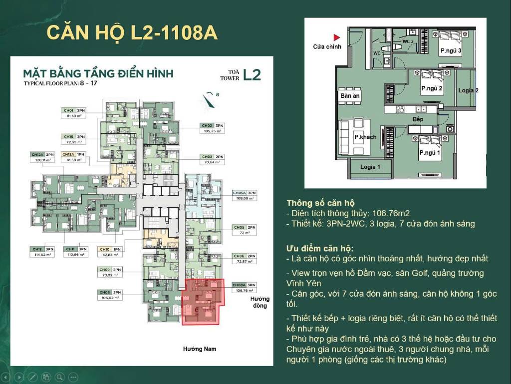 Bán căn hộ Luxora Vĩnh Yên Vĩnh Phúc 106m2 3PN giá 4.9 tỷ view hồ Đầm Vạc