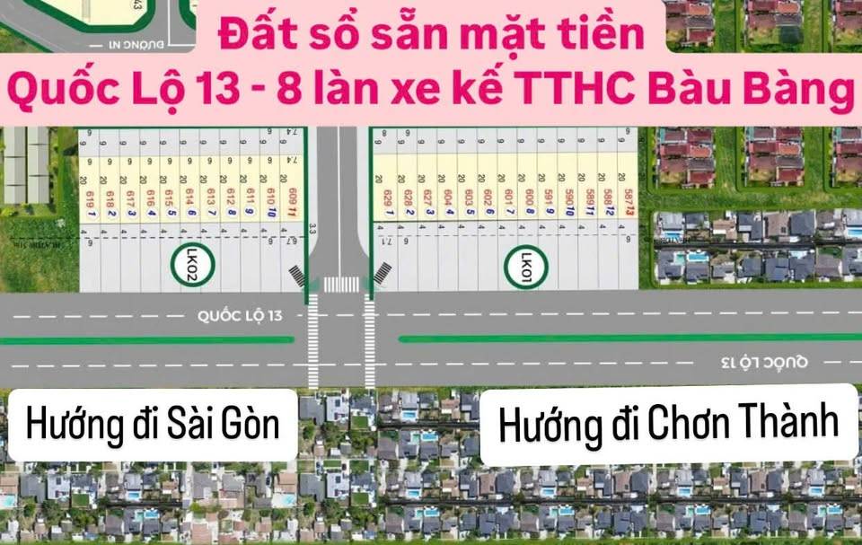 Bán đất Bình Dương, Quốc lộ 13, TTHC Bàu Bàng, 301m², sổ sẵn, đầu tư sinh lời, giá 12,9 triệu/m2