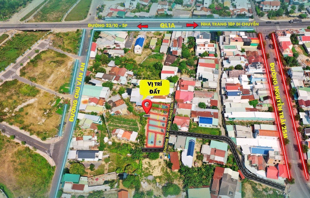 Bán đất gần ngã ba cây dầu đôi Diên khánh, Khánh Hoà với diện tích 89m2, ngang 5m, full Thổ, giá 1Tỷ550