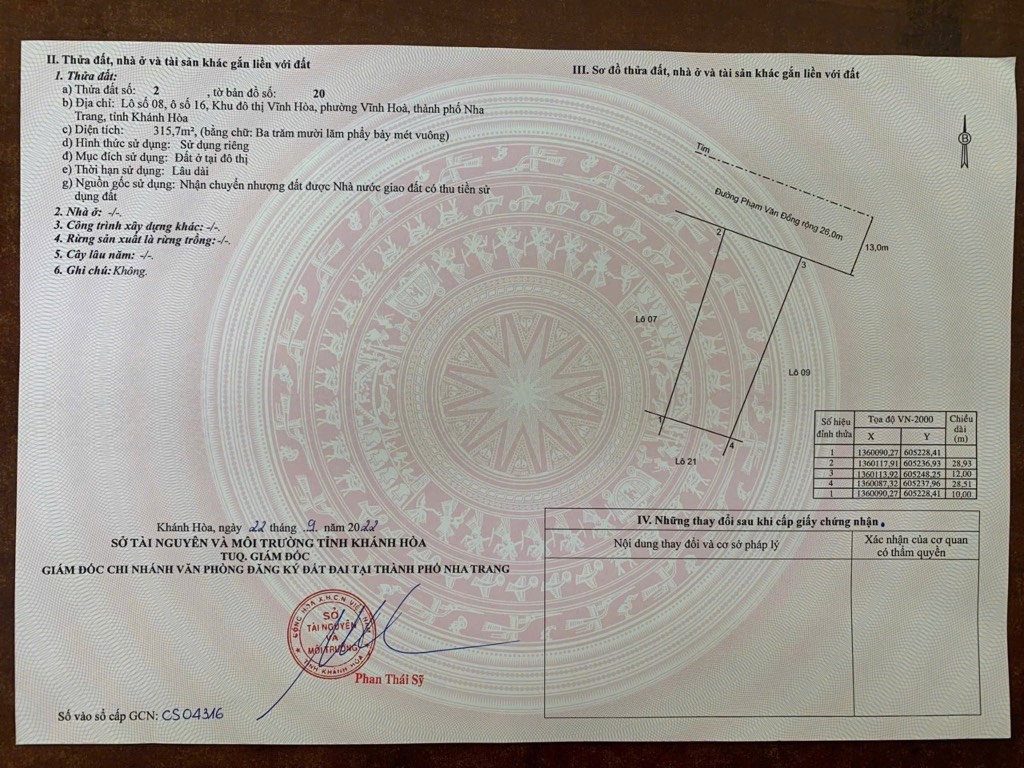 Bán đất mặt tiền đường Phạm Văn Đồng, ngay biển Trần Phú, Nha Trang, 315,7m2, giá 70tr m2