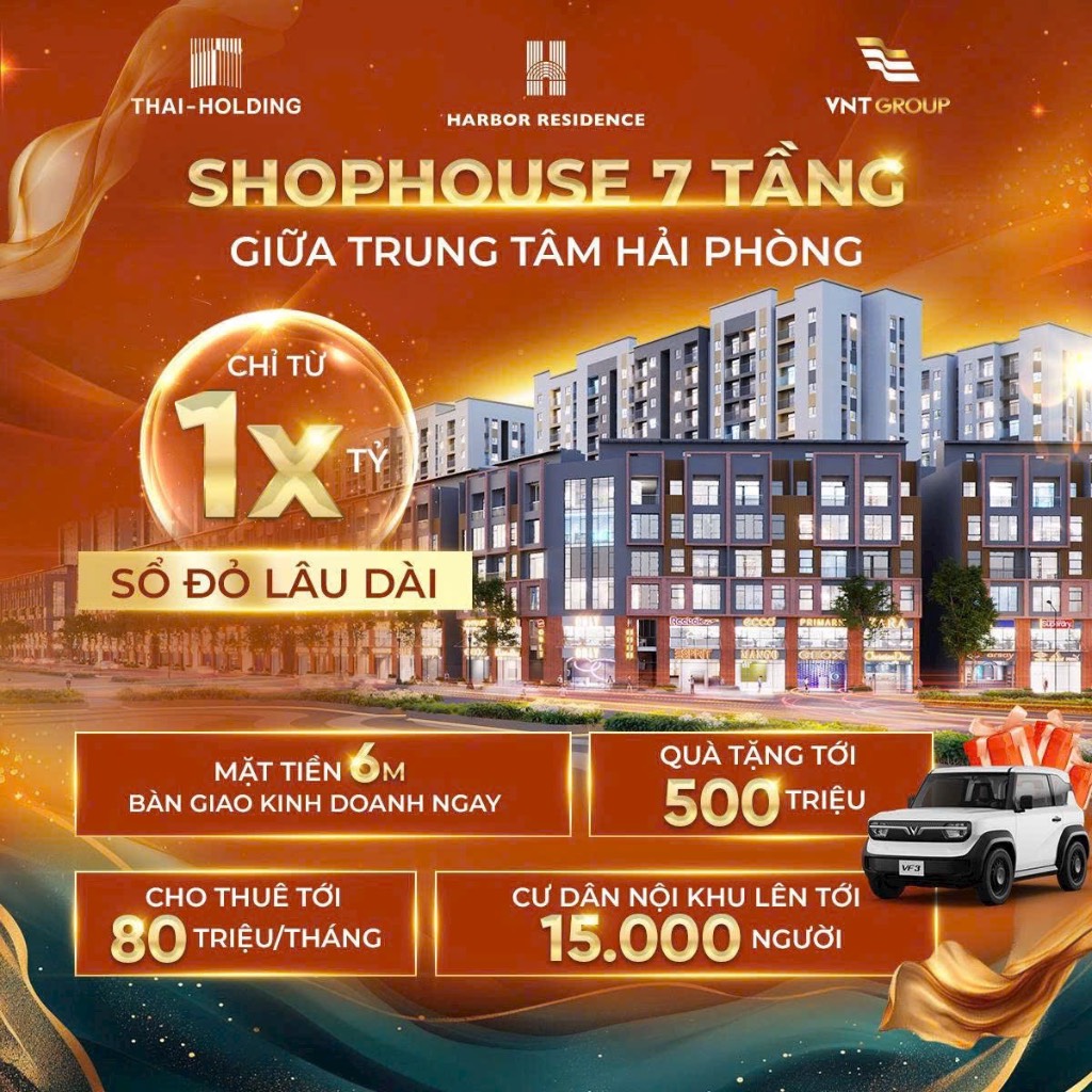 MỞ BÁN SHOPHOUSE THE GRAND HARBOR 142 LÊ LAI, LÊ THÁNH TÔNG, NGÔ QUYỀN, HẢI PHÒNG, 7 TẦNG