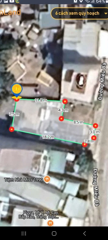 Bán đất góc 2 mặt tiền đường Miếu Bà, Tây Nha Trang, 138,1m² nở hậu 7,5m
