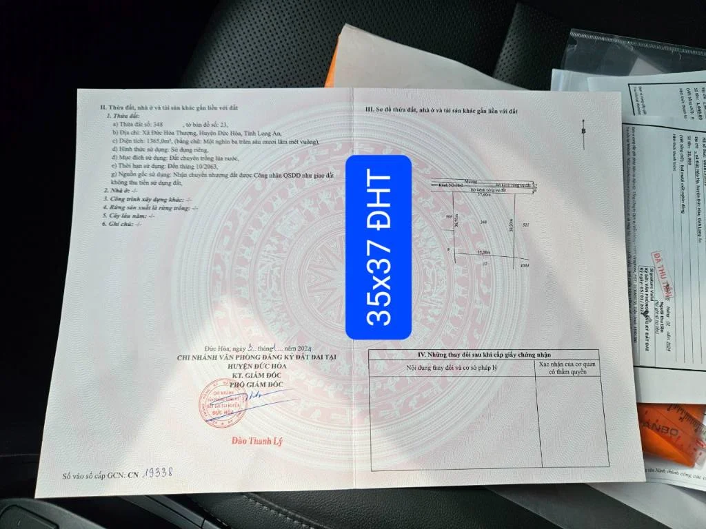 Chủ kẹt tiền bán gấp lô đất Đức Hòa Thượng Đức Hòa, Long An, DT 1295m2 giá chỉ 3,7 tỷ